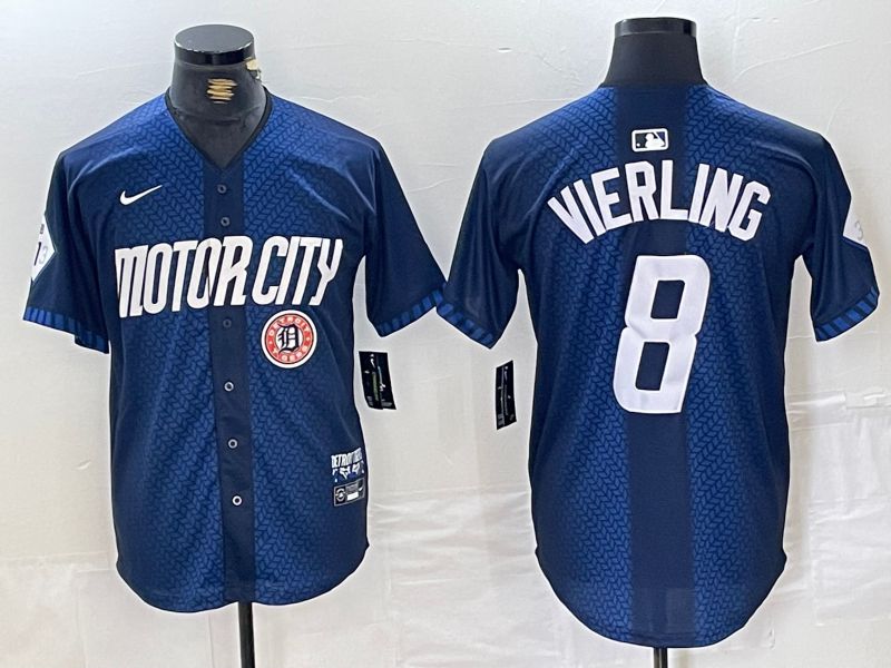 Men Detroit Tigers #8 Vierling Blue City Edition Nike 2024 MLB Jersey style 4->youth mlb jersey->Youth Jersey